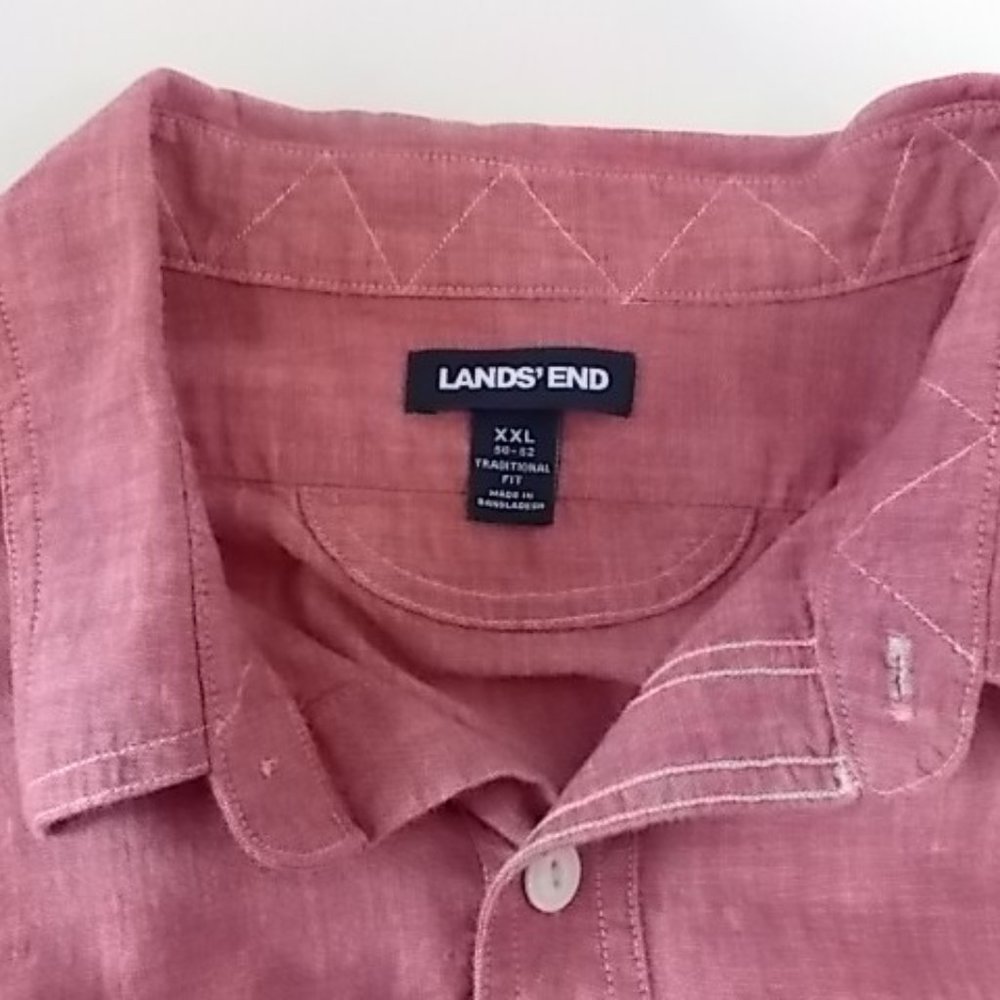 Lands" End Men's XXL Red Long Sleeve Cotton Shirt